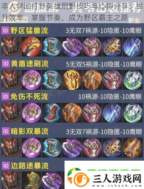 非人学园打野英雄刷野技巧与心得分享